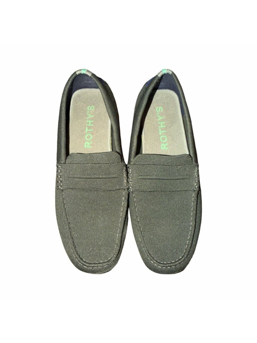 Rothy's Men's The Driving Loafer - Olive Green Knit Penny Driver Size 10.5